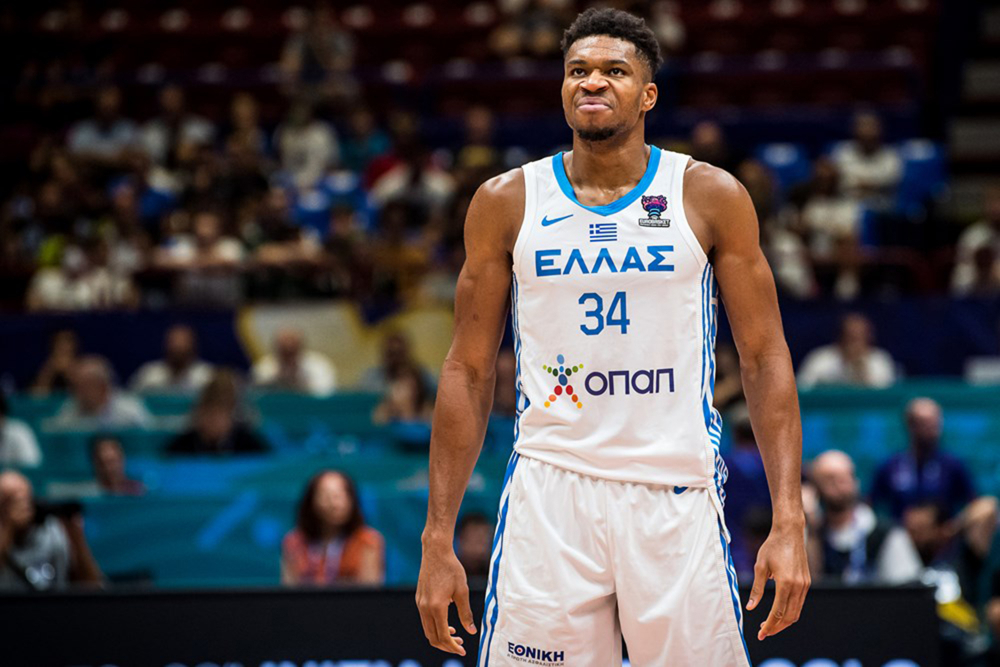 Giannis Antetokounmpo in action for Greece